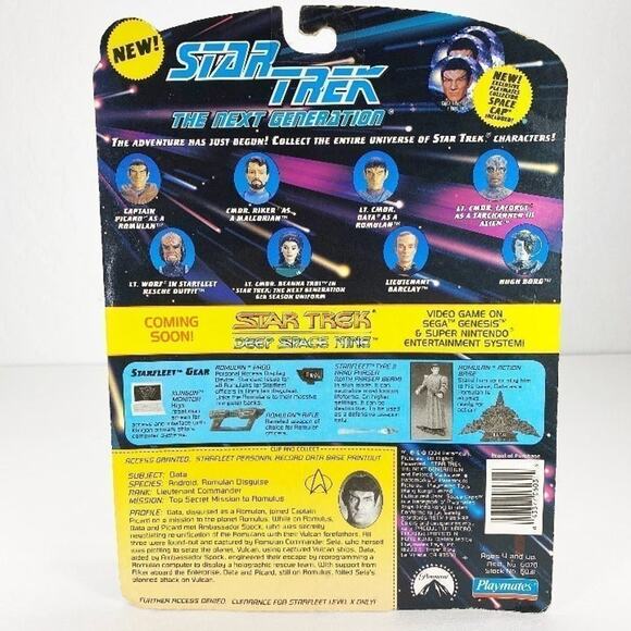 Playmates 1994 Lt Commander Data as Romulan Star Trek TNG Action Figure* - Picture 2 of 5